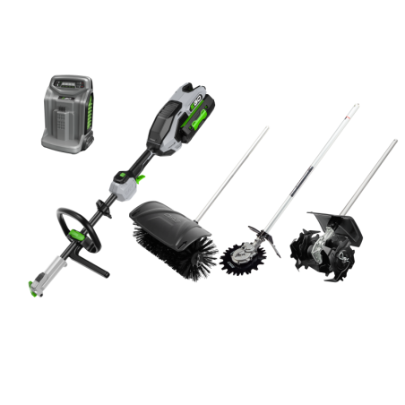 EGO multi-outil ensemble MRC2306E avec machine de base, balai à rouleau, rotocut, motoculteur, batterie 2x 4 ah et chargeur rap